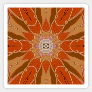 Cartoon Mandala Flower Orange and Pink Sticker